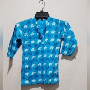 kids kurta elephant print shirt size small 4/6